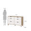 Ensemble de chambre à coucher 2 pièces Ikast - Commode double 6 tiroirs et table de chevet, hickory Jackson / blanc-132269778