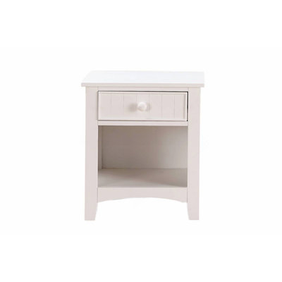 White Nightstand Shelf Storage Drawers Pine Veneer MDF Wooden 1pc Modern Nightstand