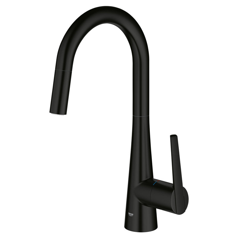 Zedra Pull Down Touch Single Handle Kitchen Faucet with Accessories, Matte Black