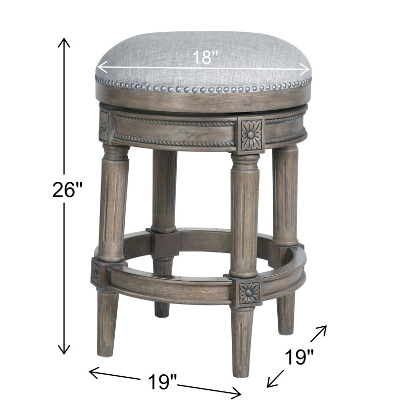 Tabouret de bar et de comptoir Mehar, Tabouret de comptoir (siège d'une hauteur de 26 p, 1, Gris patiné