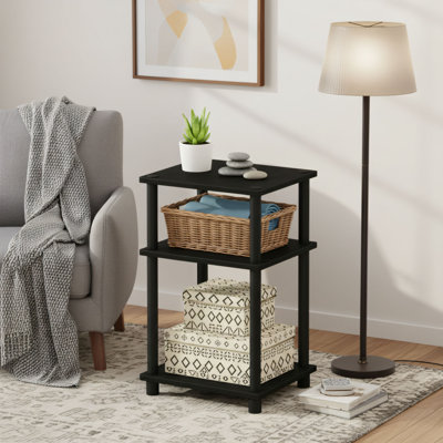 Table d'appoint tubulaire rotative à trois niveaux, pièce unique. Style américain, disponible en café ou noir. Conception simple et élégante, polyvalente et adaptée à toute pièce de votre maison.