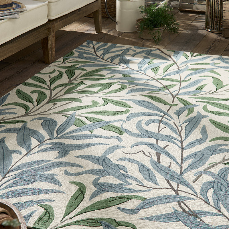 Floral Area Rug in Green, Rectangle 5'3'' x 7'6''