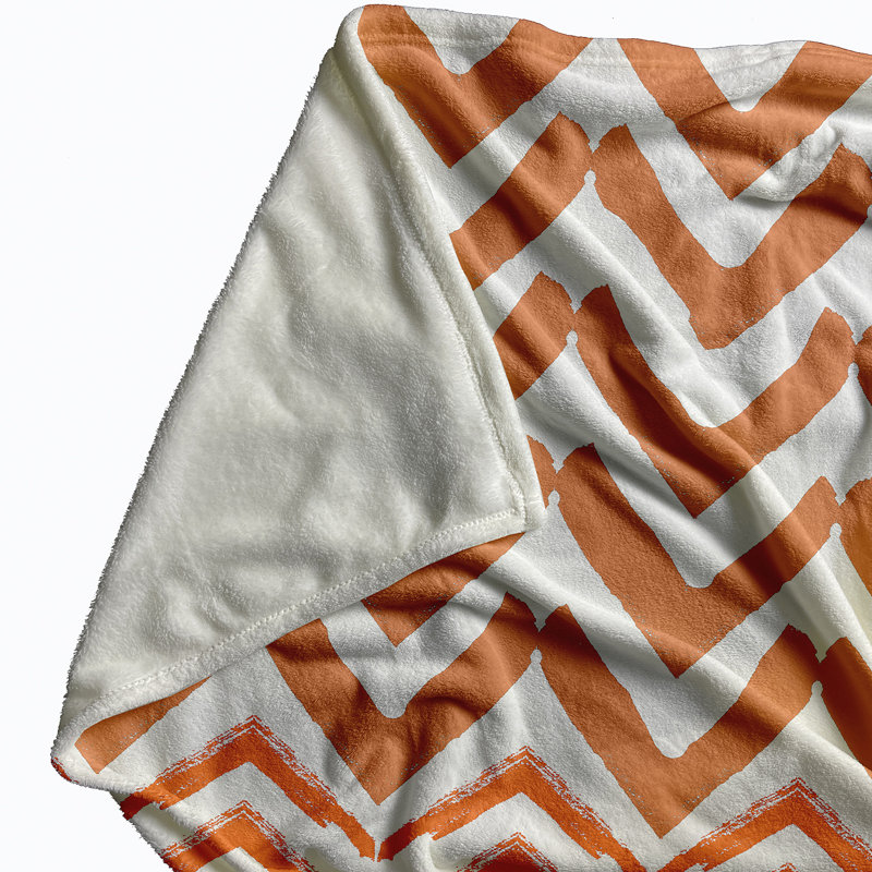 Couverture en molleton Jagged Graffiti, L 60 po x L 80 po, Orange