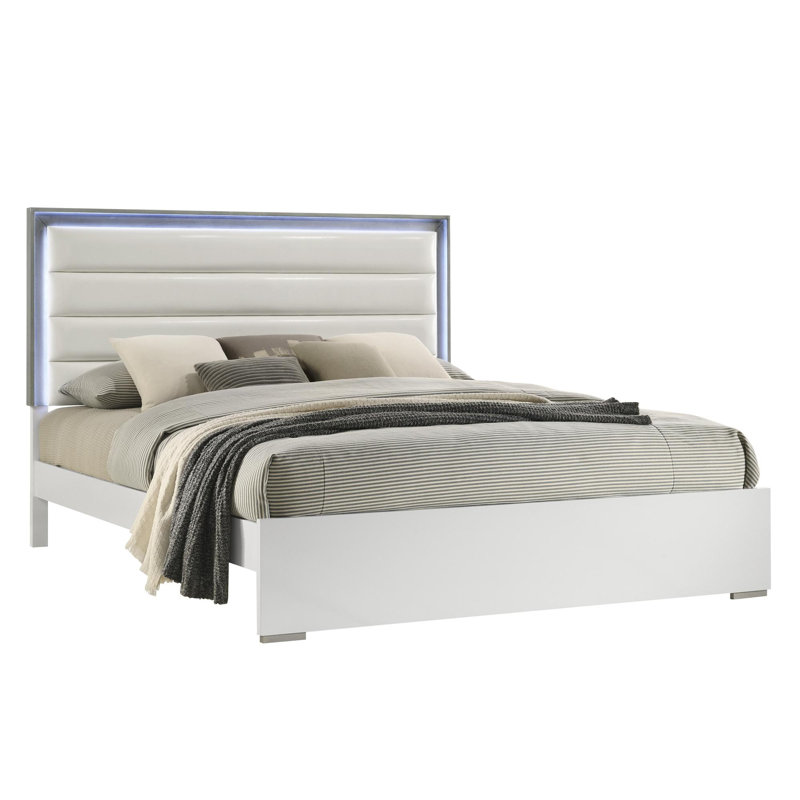 Platform bed with LED, King