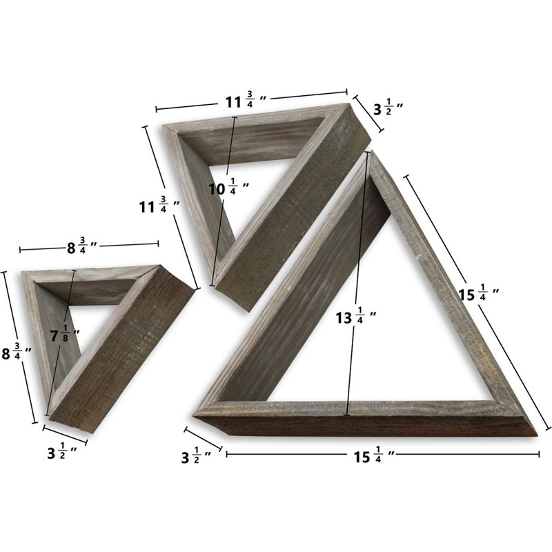 Triangle Accent Shelf with Adjustable Shelves, Reclaimed Gray