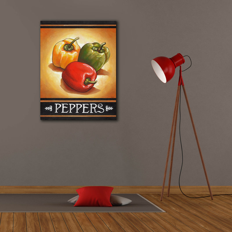 «Market Sign Peppers» par Cathy Horvath-Buchanan, art mural sur toile, H 16 po x l 12 po x P 0,75 po
