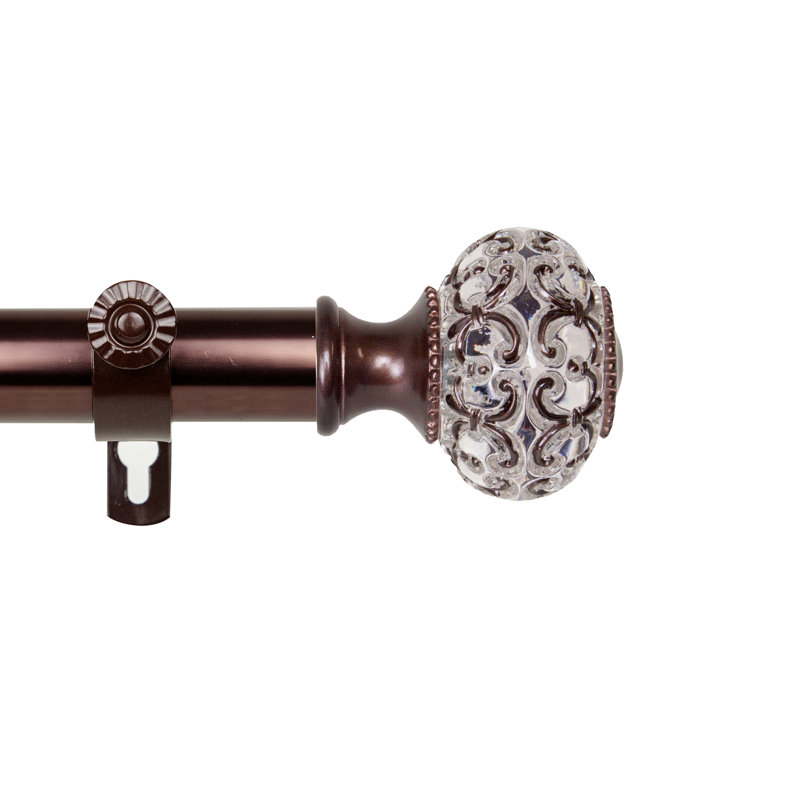 Matias Adjustable 1'' Single Curtain Rod, 2.75" H x 240" W x 3.63" D, Bronze