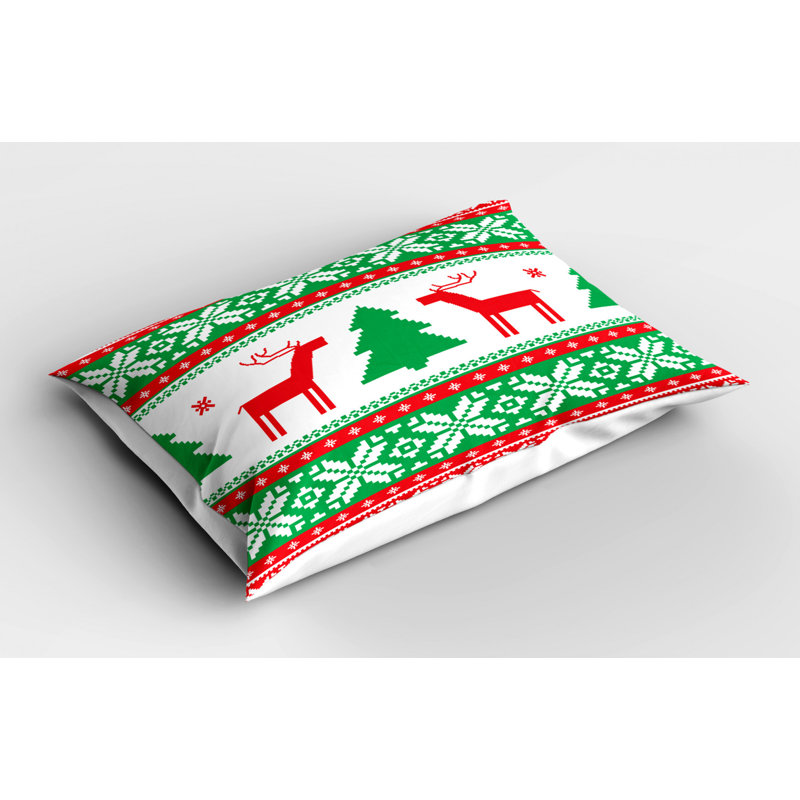 Green/Red Polyester Microfiber Piece Sham, Twin
