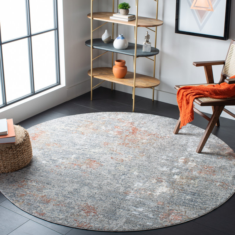 Tapis gris Adal, Rond 6 pi 7 po