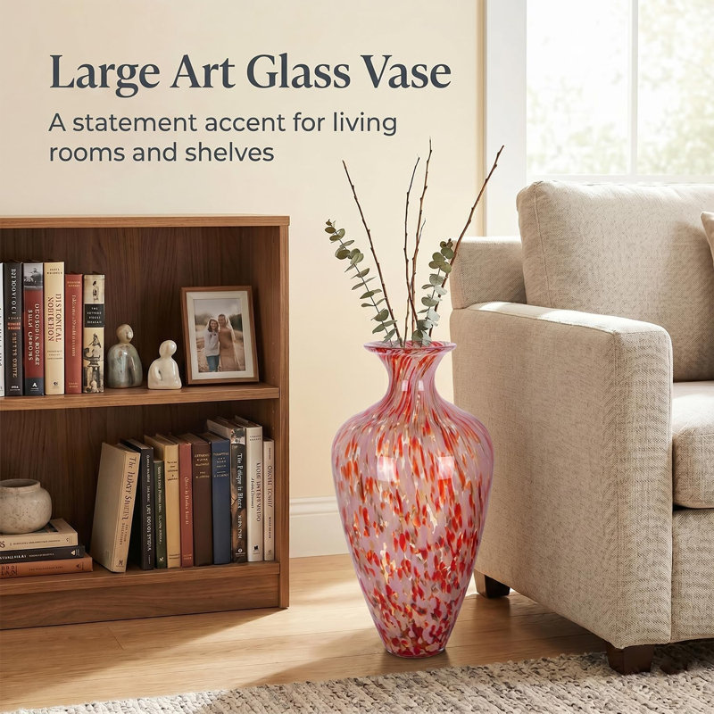 Vase de plancher en verre, Rouge