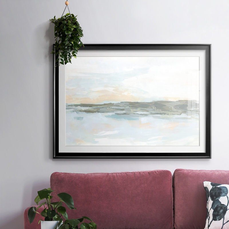 Rock Coast II - encadré avec cadre biseauté et verre, H 30 po x l 44 po x P 1,5 po, Noir