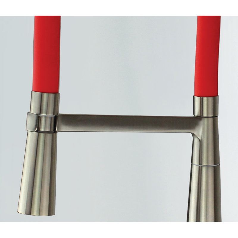Transolid Bell'arte Pull Down Kitchen Faucet, Luxe Stainless/Red