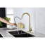 Robinet de cuisine moderne en acier inoxydable doré, rétractable, paquet de 4,2 lb, acier au look épuré, poignée simple, évier 9,89 po de profondeur-121612987