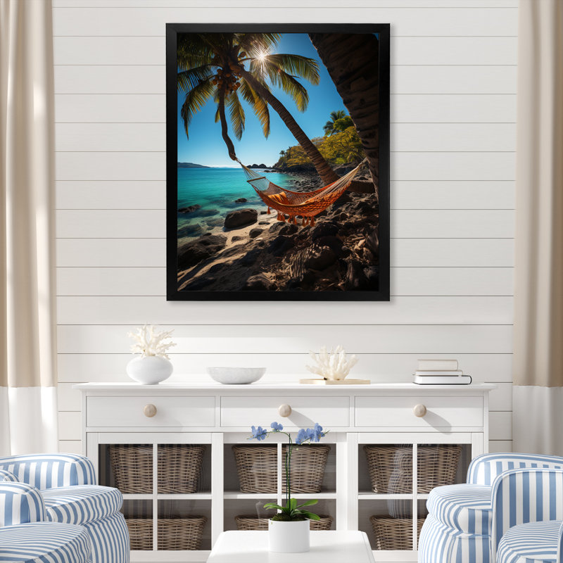 Photo de plage, vibrations tropicales sur toile, Cadre photo noir, L 12 po x H 20 po
