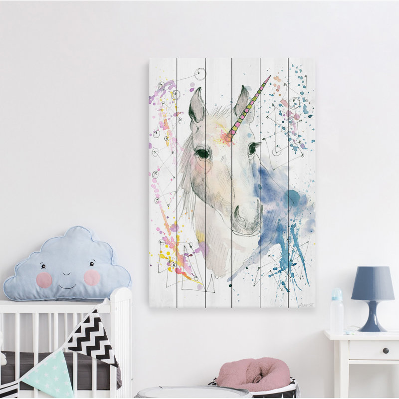 «Fantasy Unicorn», reproduction sur bois blanc, H 36 po x l 24 po x P 1,5 po