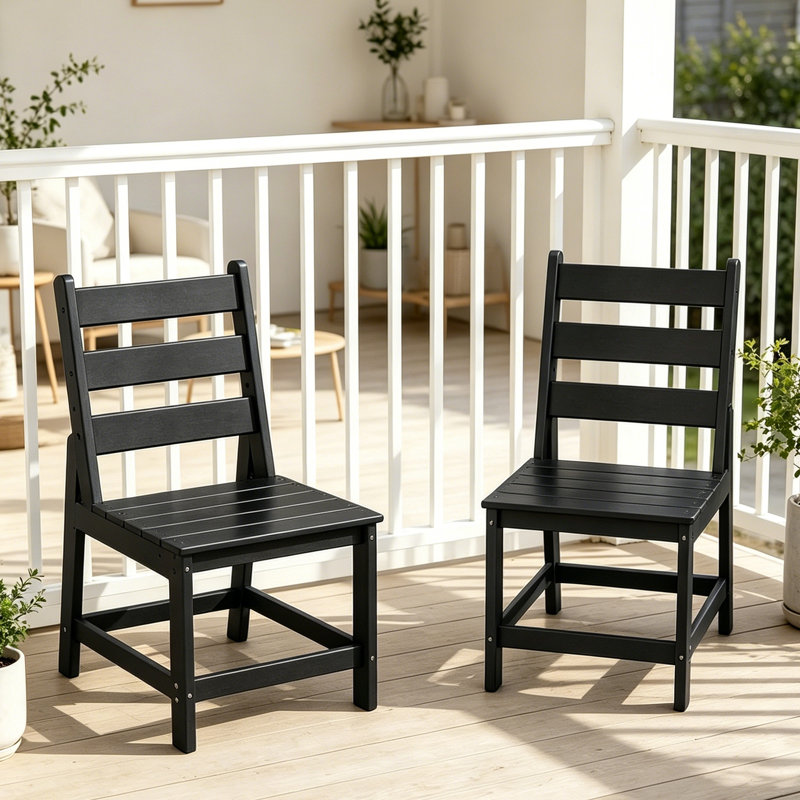 Ensemble de 2 chaises de patio en PEHD, Noir