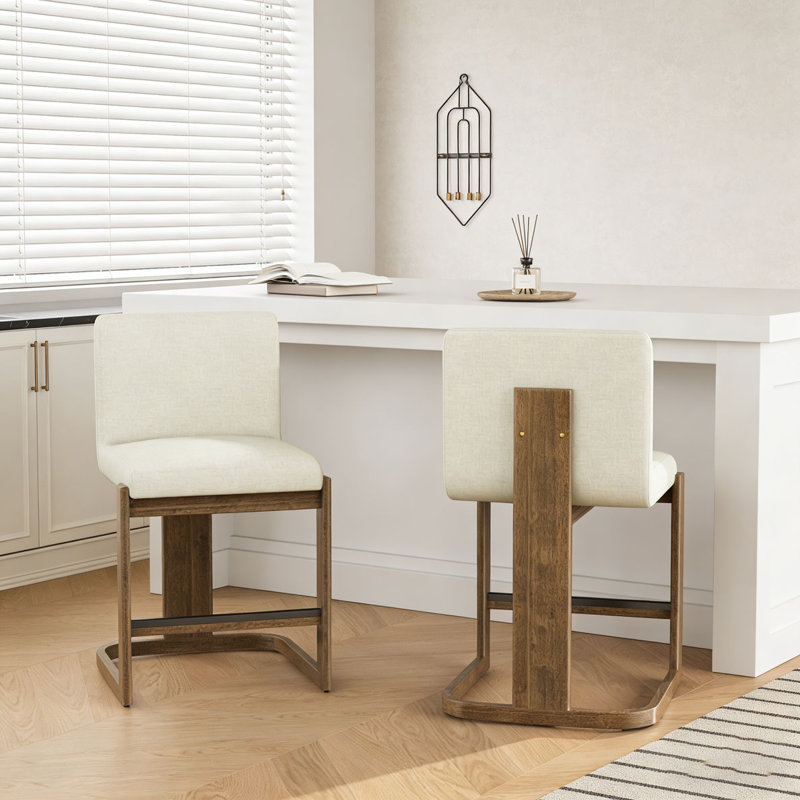 Ensemble de tabourets de bar modernes, Beige, noyer