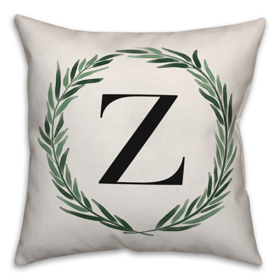 Monogramme de couronne de verdure aquarelle - housse de coussin carré X et insert