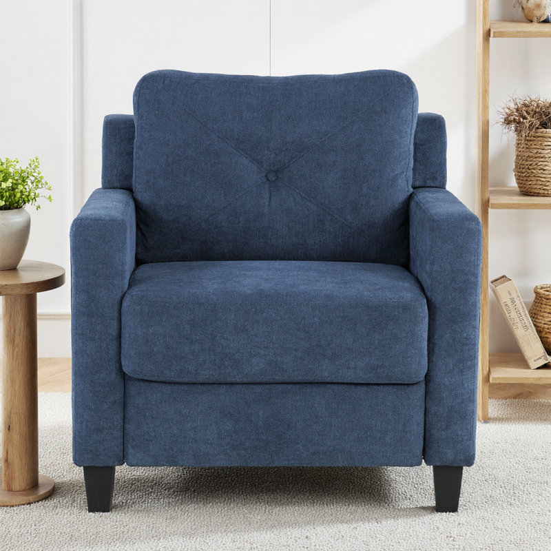 Chaise en chenille Horatio - Élégance intemporelle et confort moelleux pour votre sanctuaire, Marine