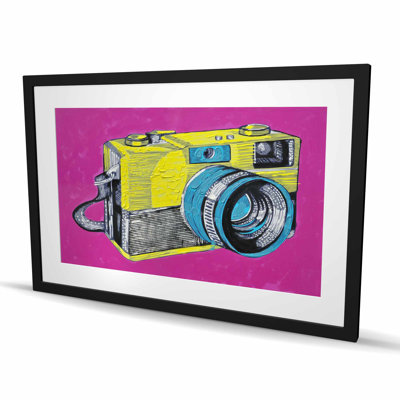 Colourful Retro Camera - Pop Art Framed Print for Home Decor