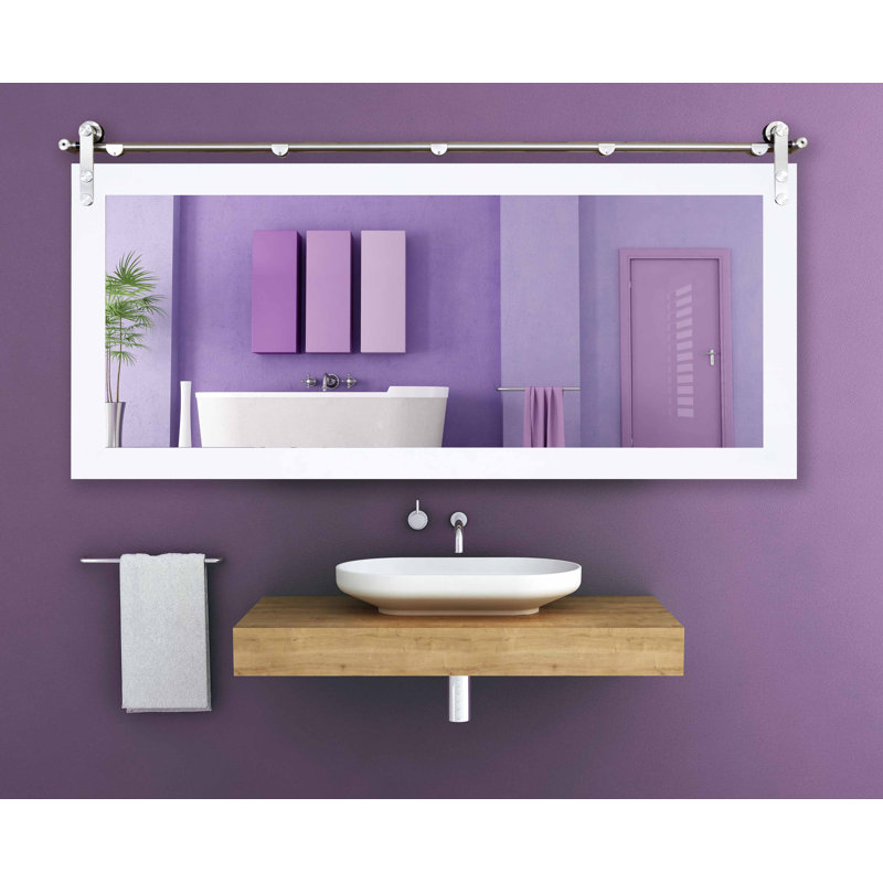 Singapore Engineered Wood Flat Mirror, White, 30" x 47"