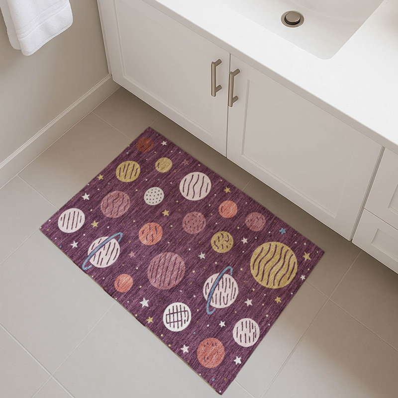 Machine Washable Indoor/Outdoor Chantille ACN2619 Kids Rug, 1'8" x 2'6", Eggplant