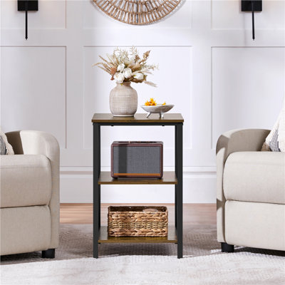 Metal Frame End Table with Shelves