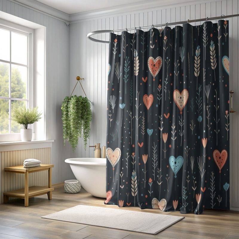 Tender Patterns - Rideau de douche Premium, H 74 po x l 71 po