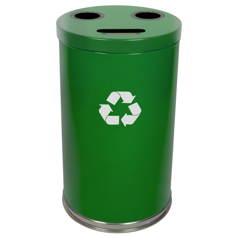 Poubelle de recyclage multi-compartiments Metal Recycling, 33, Vert