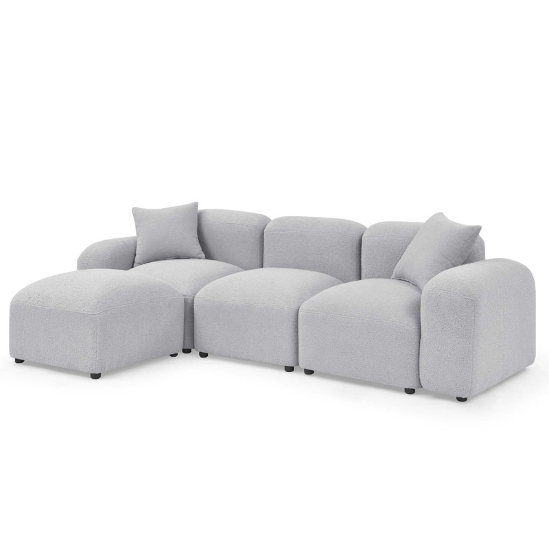 Canapé modulaire en L 4 pièces, Ourson gris