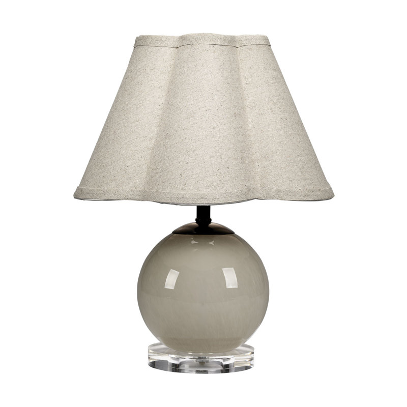 Dottie Blown Glass Table Lamp With Raffia Shade, Blue, Taupe