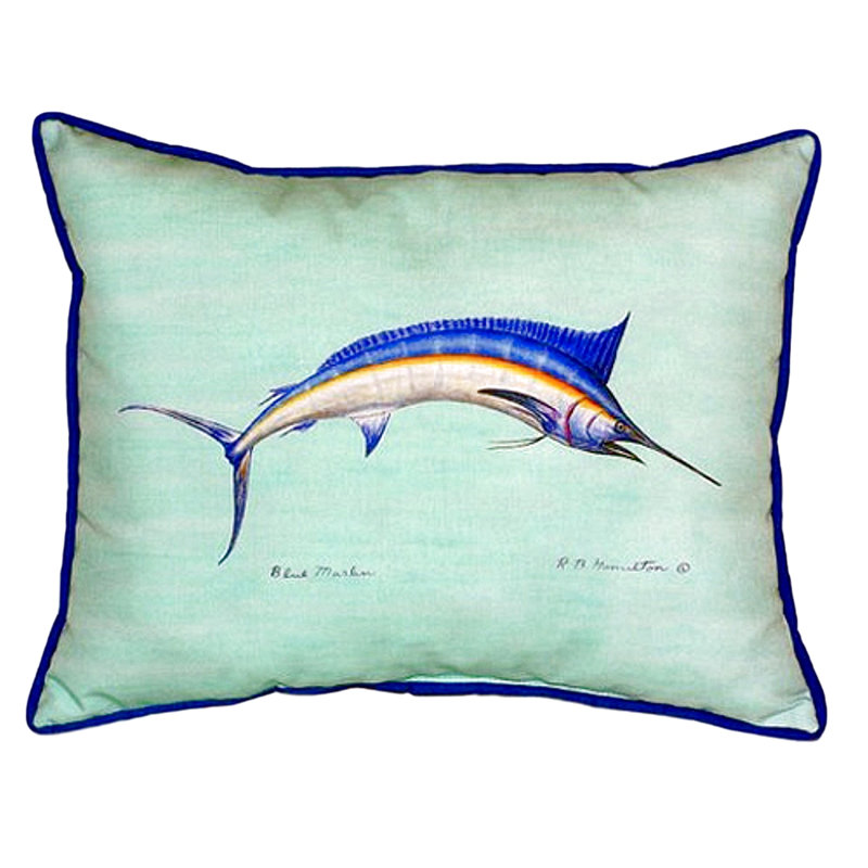 Marlin Outdoor Throw Pillow, 24" x 20", Teal