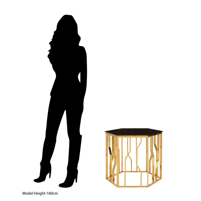 Gold and Black Hexagonal Side Table