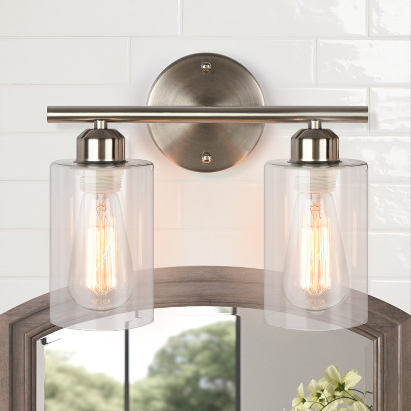 Addam 2-Light Dimmable Bathroom Vanity Light Fixtures, Brushed Nickel