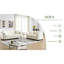 Canapé Chesterfield beige 3 places en velours capitonné à assise profonde, salon moderne