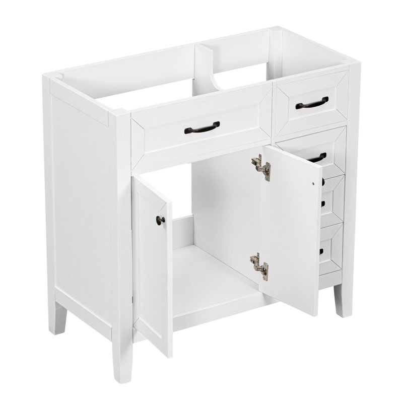 White 36" Freestanding Bathroom Vanity Cabinet with Drawers