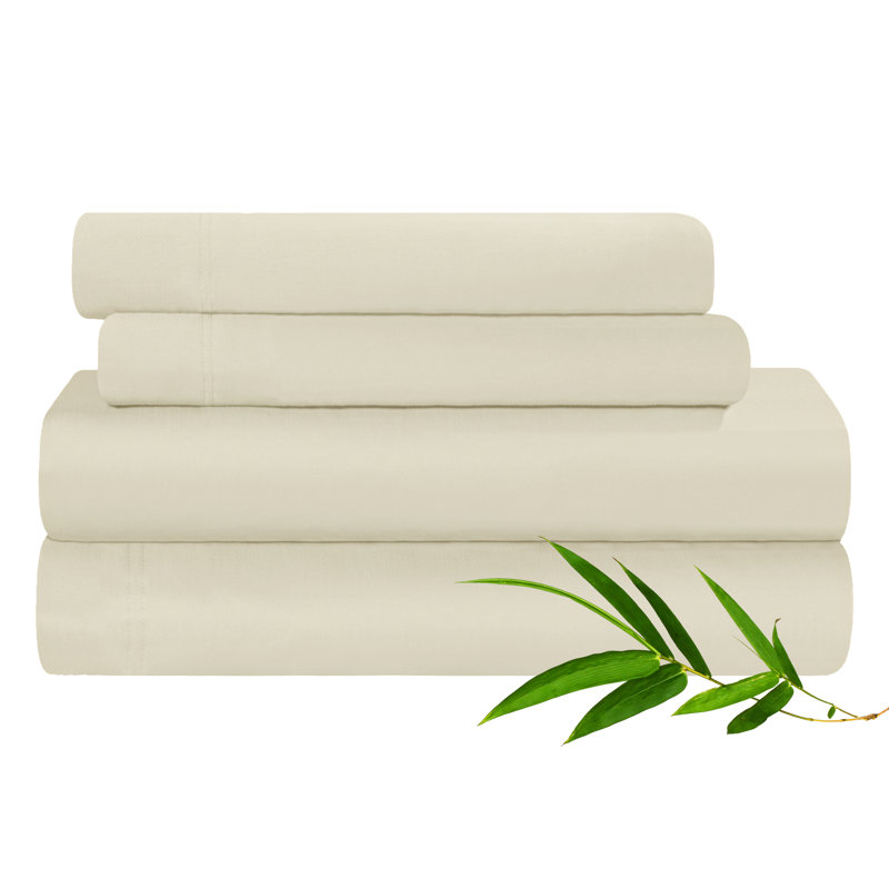Ensemble de draps en rayonne de bambou à densité de tissage 300 fils Blue Nile Mills, Ivoire