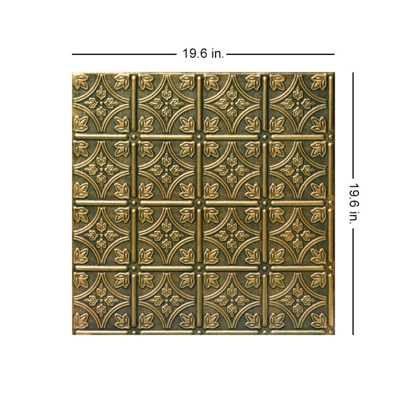Tuile de plafond en polystyrène collé 1,64 pi x 1,64 pi Emma's Flowers, Laiton antique