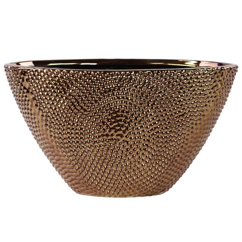 Bronze Beaded Chrome Finish Decorative Ceramic Table Vase