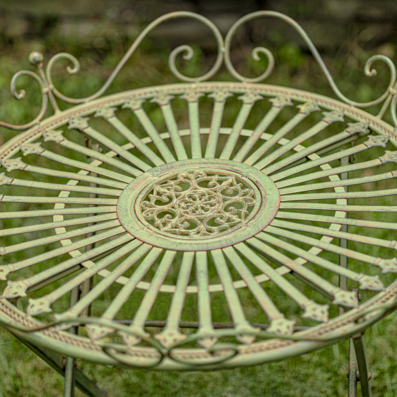 Stephania Outdoor Metal Folding Table, Antique Green
