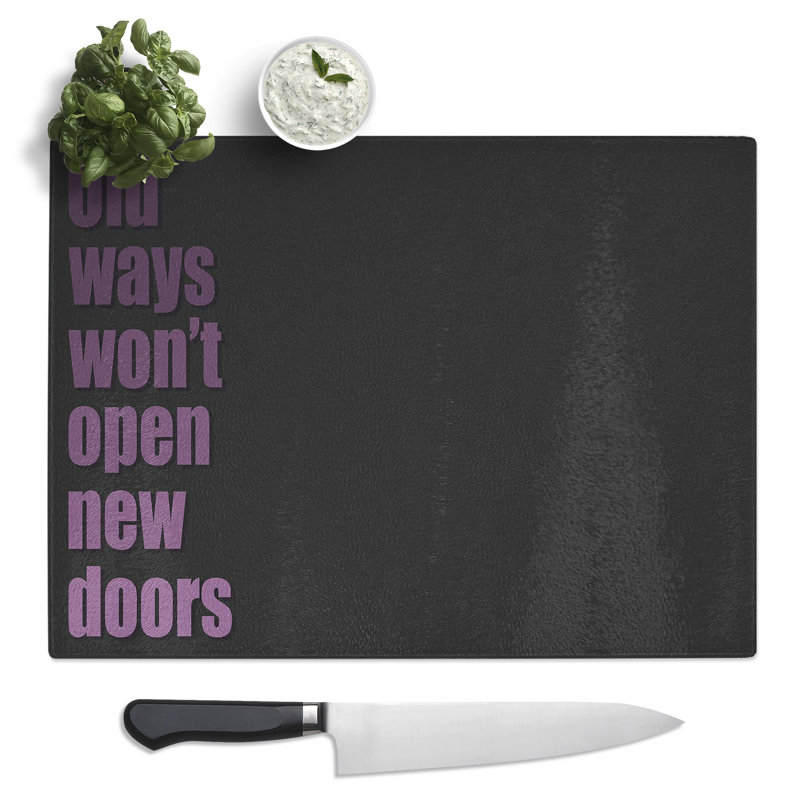 New Doors Typography Quote  Glass Chopping Board