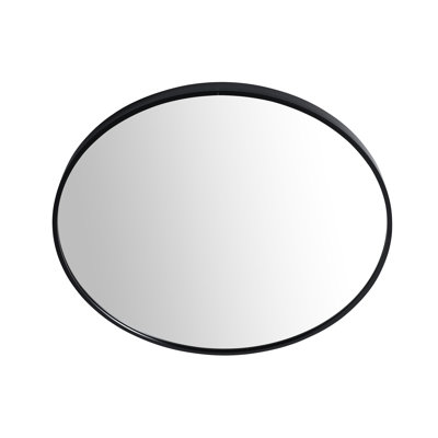 Black Aluminum Frame Bathroom Mirror 32X32 - Wall Mounted, Clear Reflection For Various Rooms Inch Mounted With Materials Image In Hallway And Bedroom
