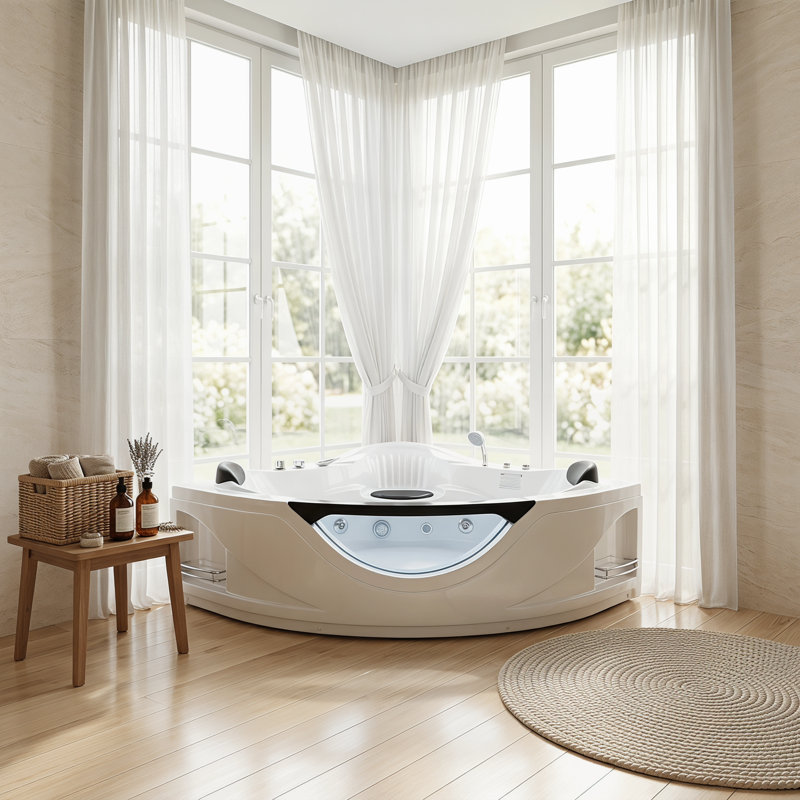Baignoire tourbillon de coin en acrylique avec baignoire tourbillon en coin 59 po x 59 po