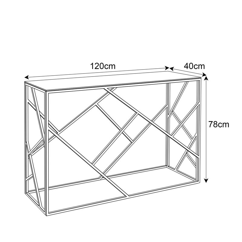 Andrico 120cm Glass Top Console Table, White Marble