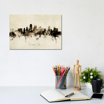«Kansas City Missouri Skyline» par Michael Tompsett, impression sur toile tendue