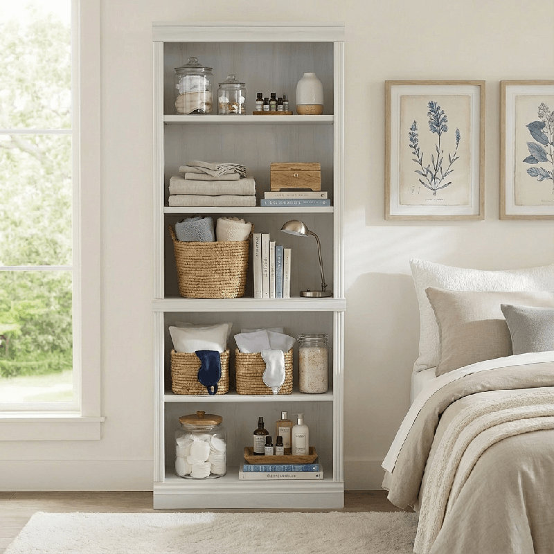 Bibliothèque standard H 71,26 po Anotidaishe, Blanc châtaigne