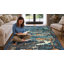 Tapis lavable rétro à motif de cerfs Woodland-453046272-453046273