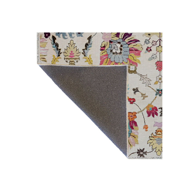 Tapis décoratif lavable à la machine beige et beige, Tapis de couloir 3 pi 3 po x 9 pi 10 po