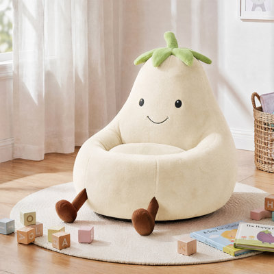 Kannon Cartoon Eggplant Bean Bag Chair, Kids Room Eggplant Sofa With Washable Sofa Cover Or Reading, Lounging And Watching TV