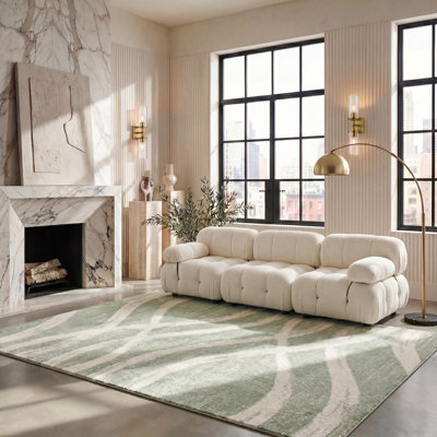 Tapis beige / vert Shelva